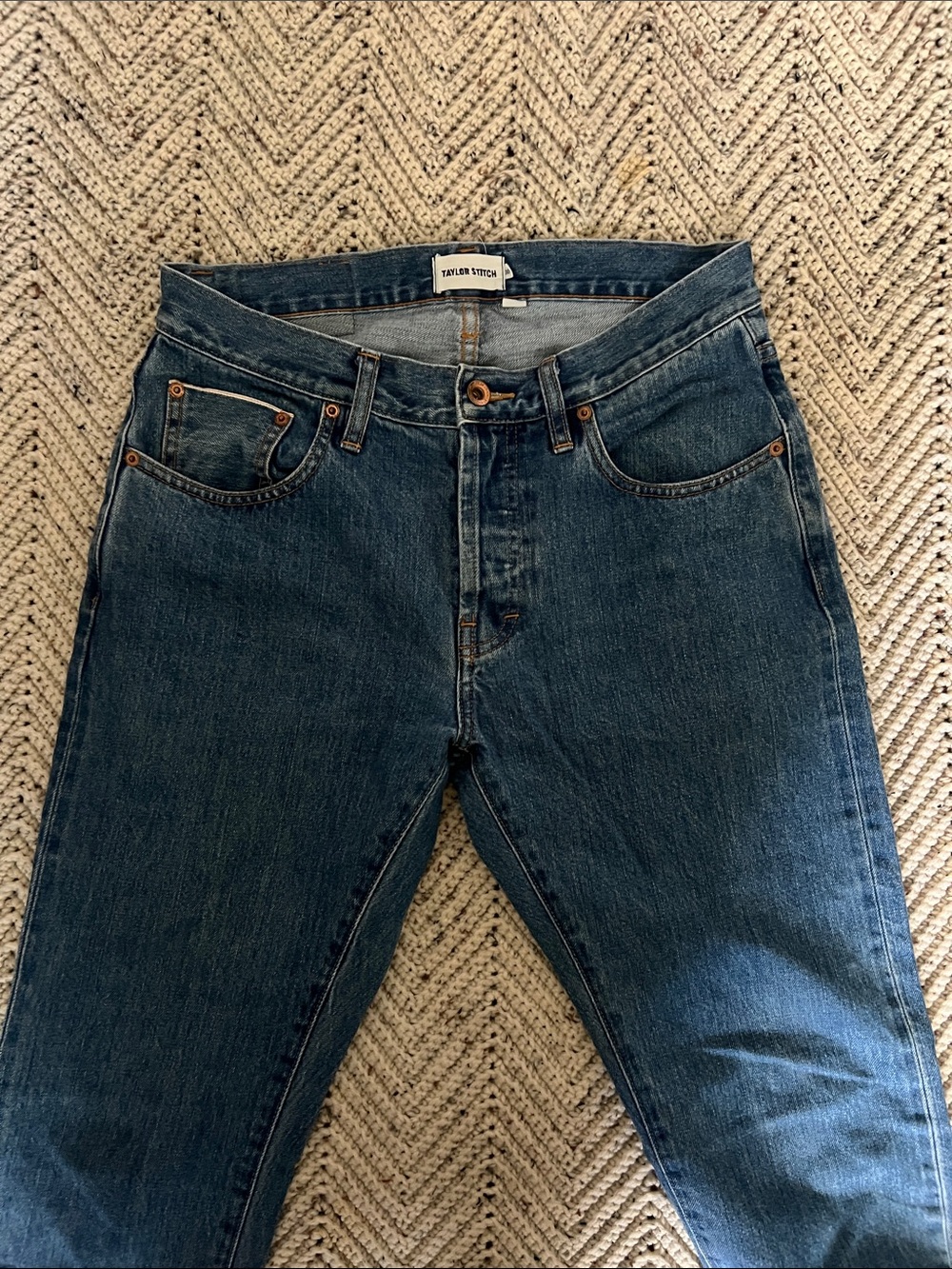 Taylor Stitch Men's Straight Jeans in Dark Blue Denim